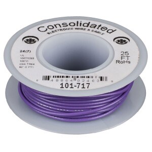 Consolidated Stranded 24 AWG Hook-Up Wire 25 ft. Violet UL Rated
